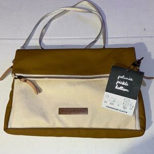 Petunia Pickle Bottom  crossover clutch: caramel/ivory. mobile changing station